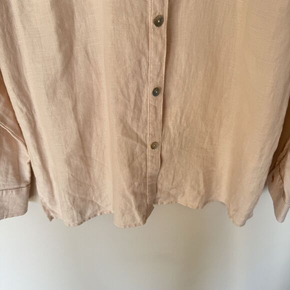 Karen Kane 100%  linen long sleeve blouse button up Pale Pink SZ Small - Picture 3 of 6